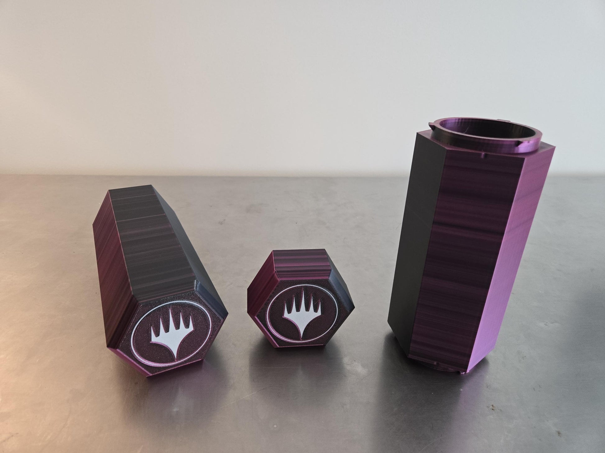 Hexagon Magic the Gathering Playmat & Dice Holder | 3D Printed MTG Storage Tube | Dual-Compartment Travel Case