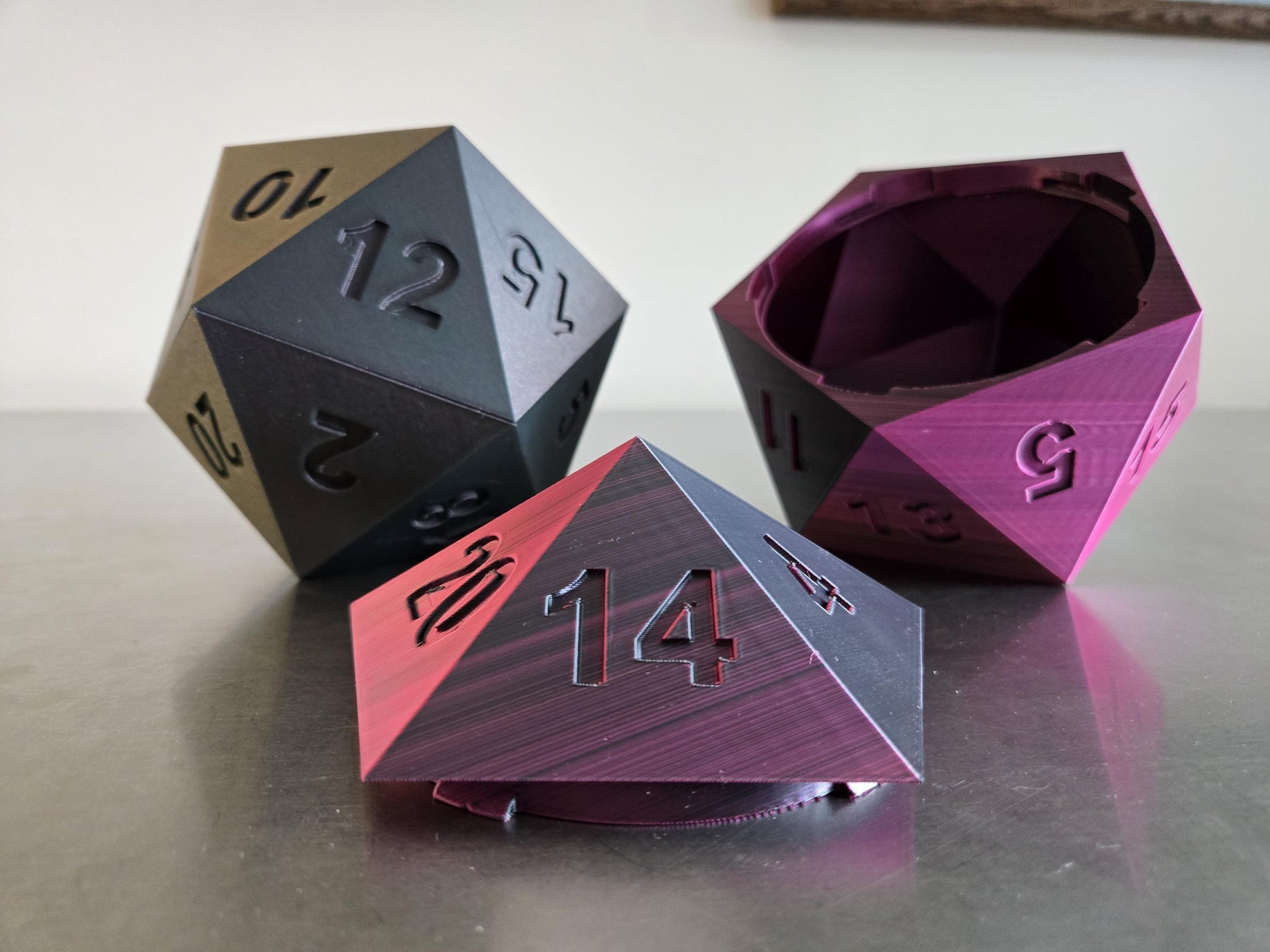 Large D20 Dice Storage Vault – PLA 3D Printed, 120mm RPG Gaming Box