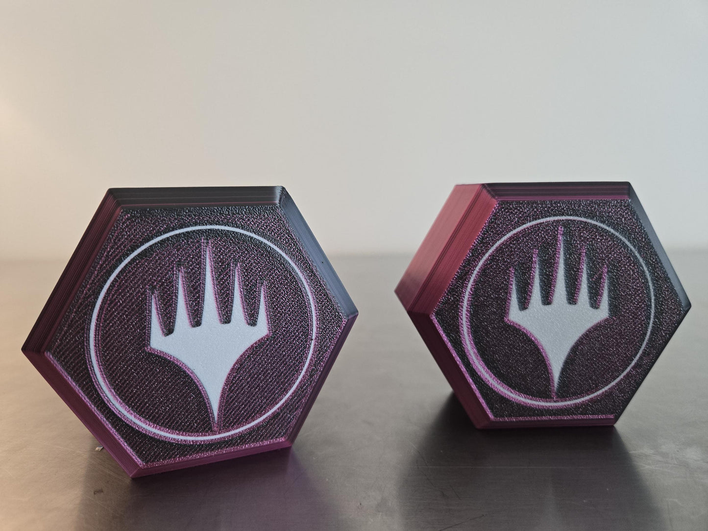 Hexagon Magic the Gathering Playmat & Dice Holder | 3D Printed MTG Storage Tube | Dual-Compartment Travel Case