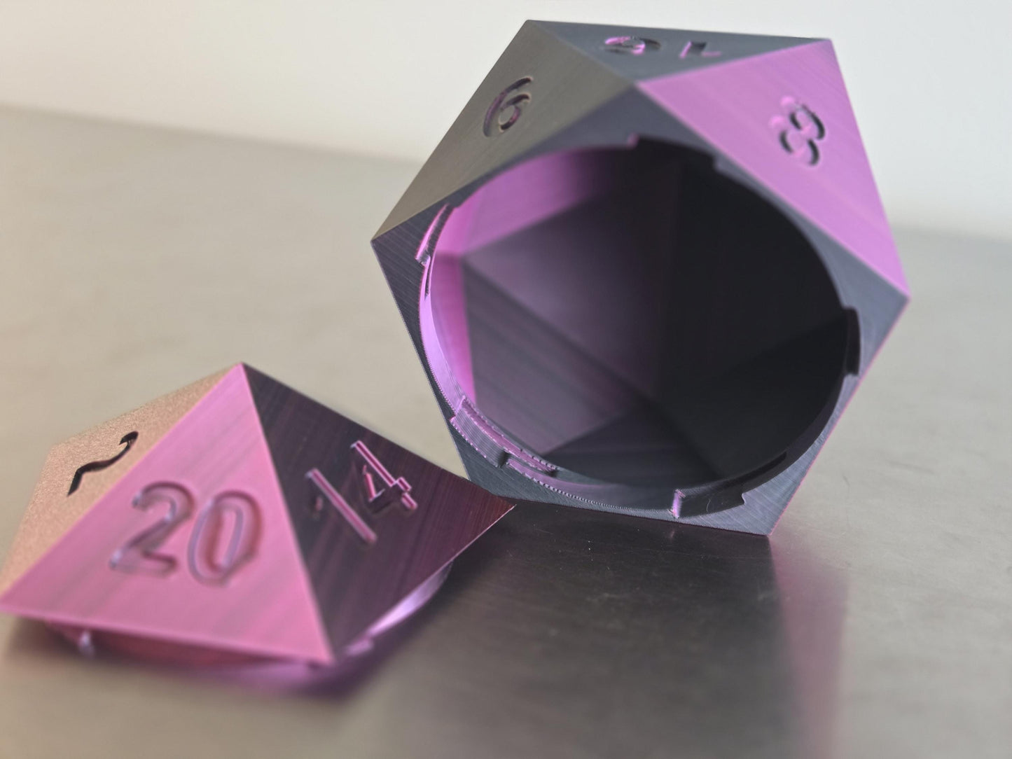Large D20 Dice Storage Vault – PLA 3D Printed, 120mm RPG Gaming Box