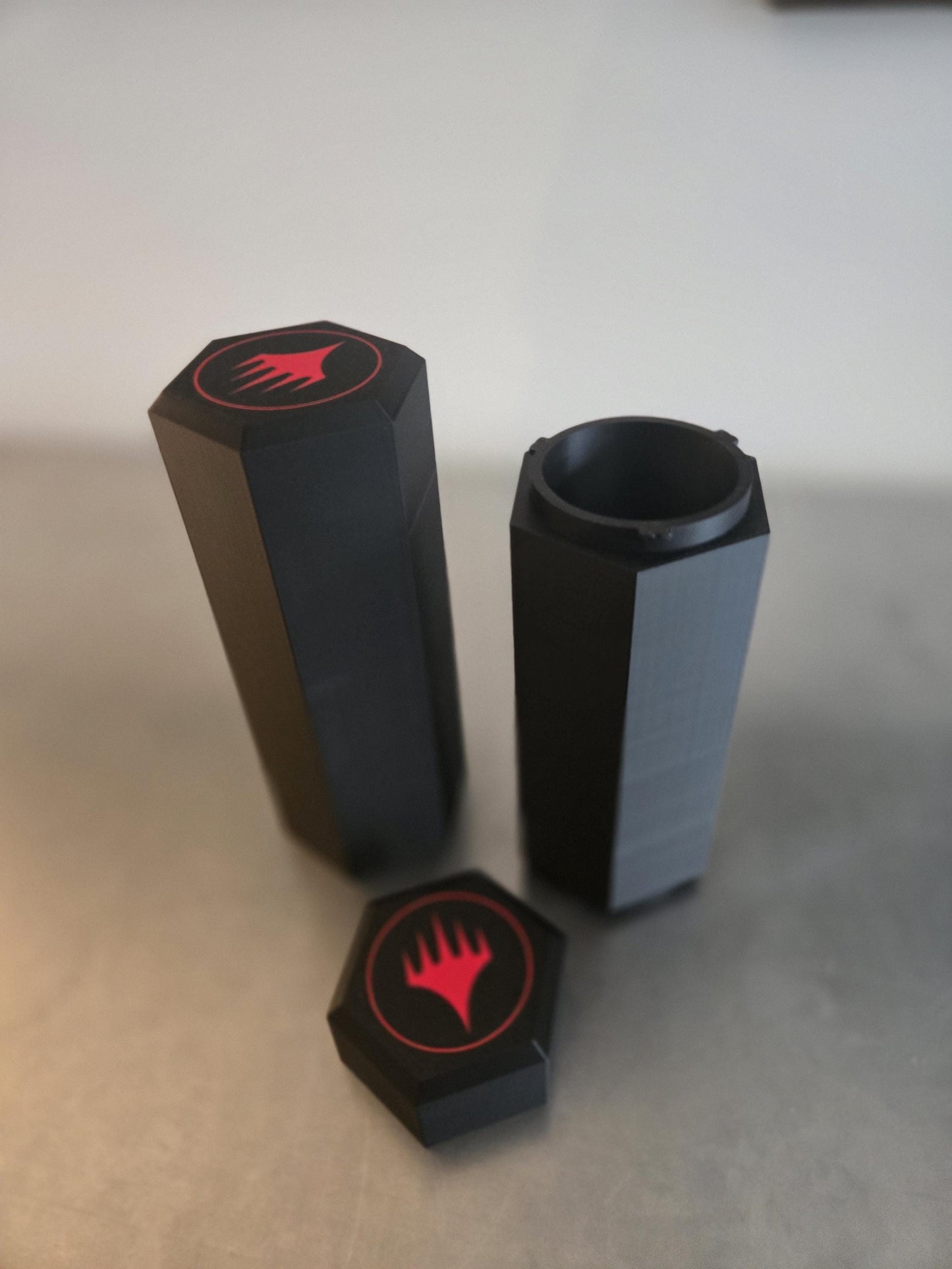 Hexagon Magic the Gathering Playmat & Dice Holder | 3D Printed MTG Storage Tube | Dual-Compartment Travel Case