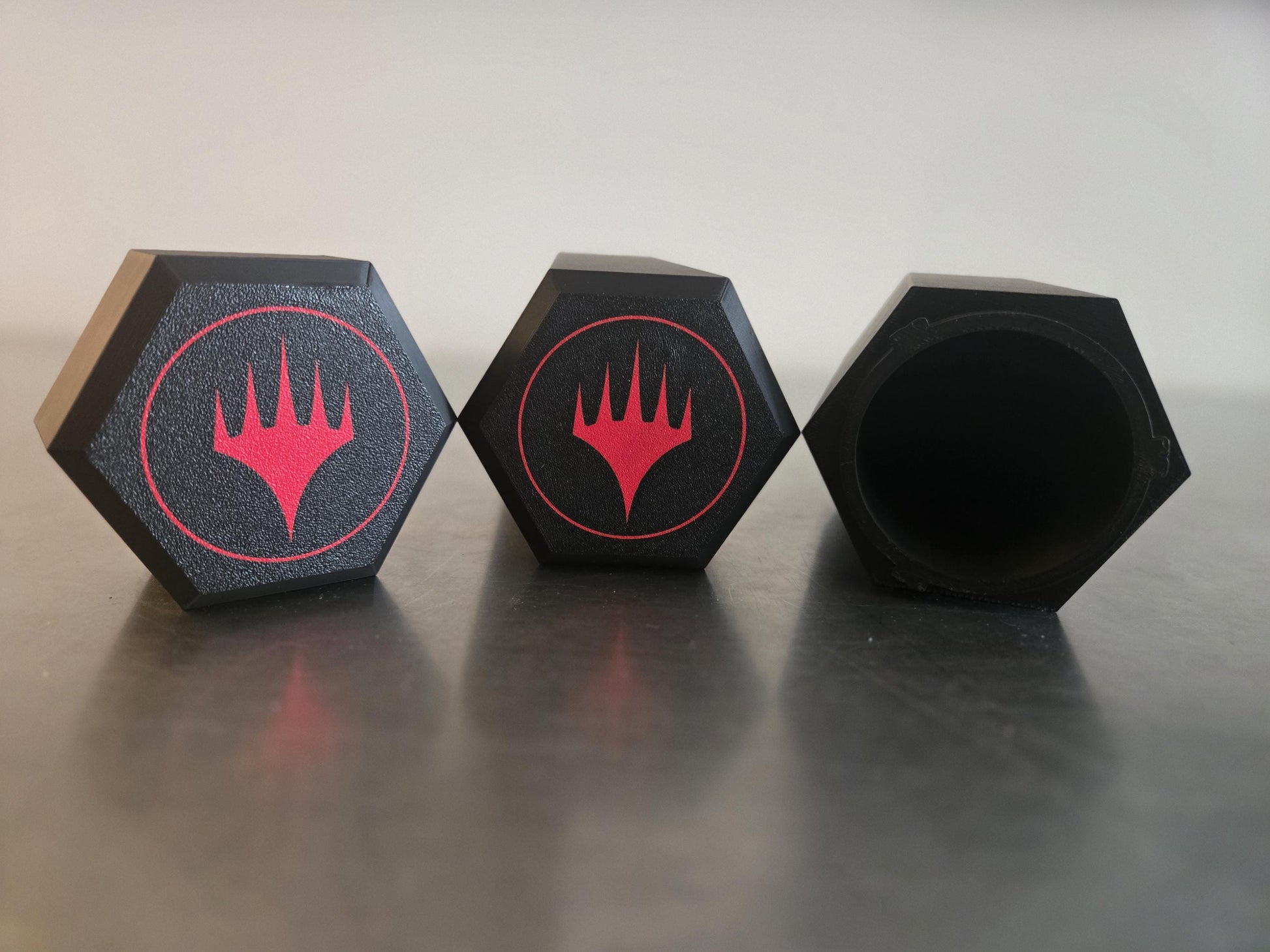 Hexagon Magic the Gathering Playmat & Dice Holder | 3D Printed MTG Storage Tube | Dual-Compartment Travel Case