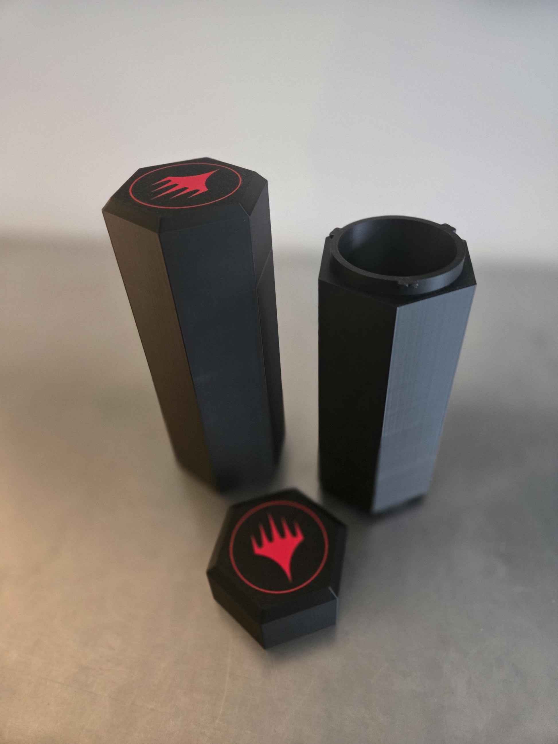 Hexagon Magic the Gathering Playmat & Dice Holder | 3D Printed MTG Storage Tube | Dual-Compartment Travel Case